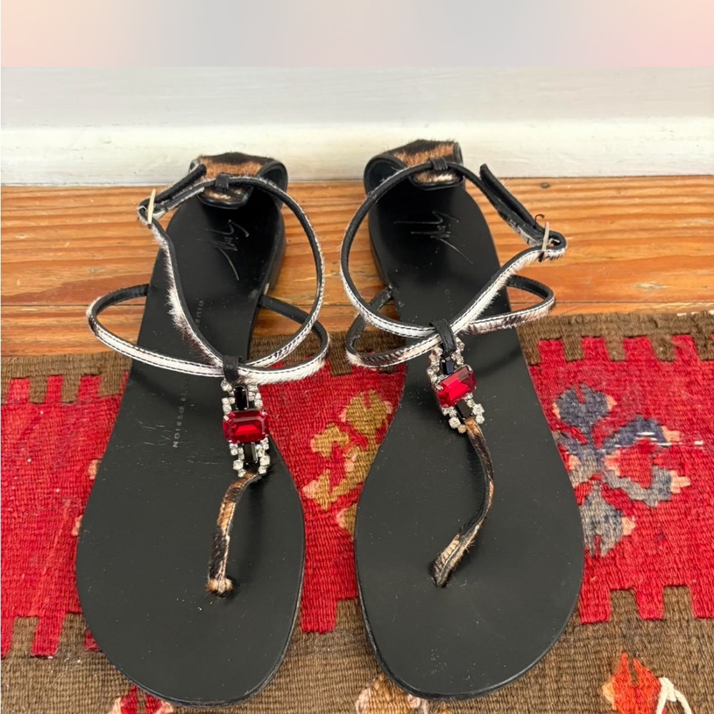 Giuseppe Zannoti pony hair sandals